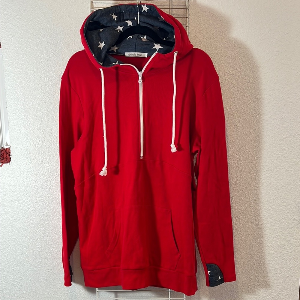 Michelle Mae Cozy Red Sweatshirt with Star Pattern